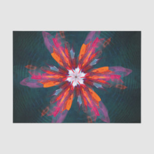 Floral Mandala Flowers Orange Red Blue Abstract Seidenpapier