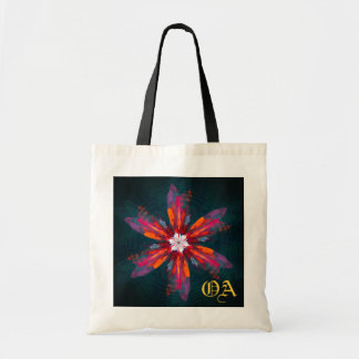 Floral Mandala Flowers Orange Red Blue Abstract Tragetasche