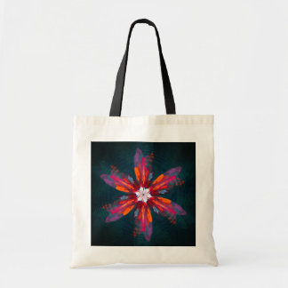 Floral Mandala Flowers Orange Red Blue Abstract Tragetasche