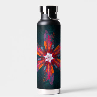 Floral Mandala Flowers Orange Red Blue Abstract Trinkflasche