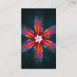 Floral Mandala Flowers Orange Red Blue Abstract Visitenkarte