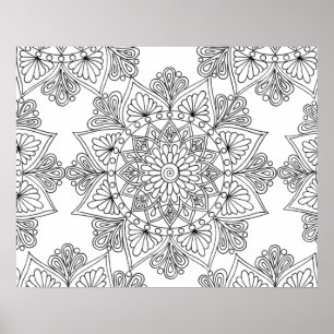 Floral Mandala Geometrisches Muster Erwachsenenfar Poster