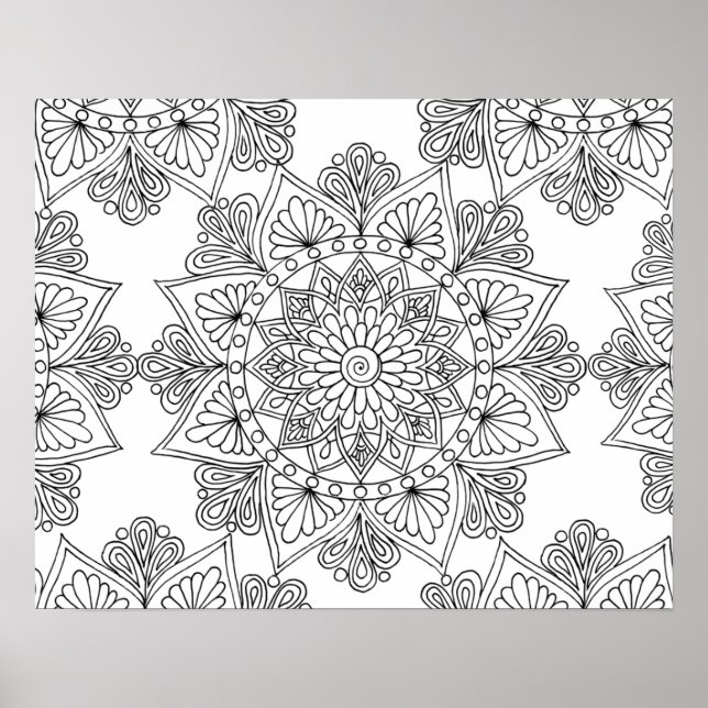 Floral Mandala Geometrisches Muster Erwachsenenfar Poster (Vorne)