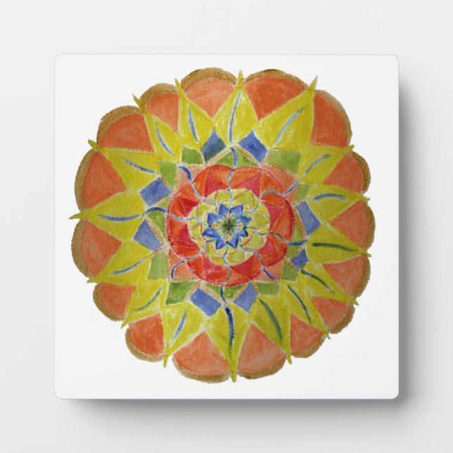 Floral Mandala Handgemalt 5,25 x 5,25 mit Easel Fotoplatte (Vorderseite)