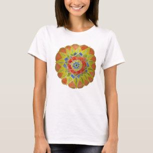 Floral Mandala Handgemalt Frauenoberster T - Shirt