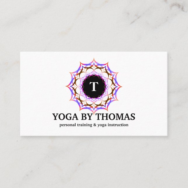 Floral Mandala Logo Monogram Yoga Instructor Visitenkarte (Vorderseite)