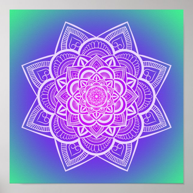 Floral Mandala Multicolor Kunstdrucken Poster (Vorne)