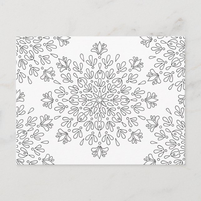 Floral Mandala Muster Erwachsenenfarben Postkarte (Vorderseite)
