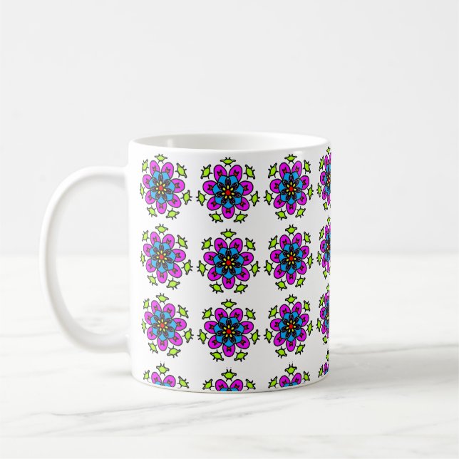 Floral Mandala Pattern Kaffeetasse (Links)