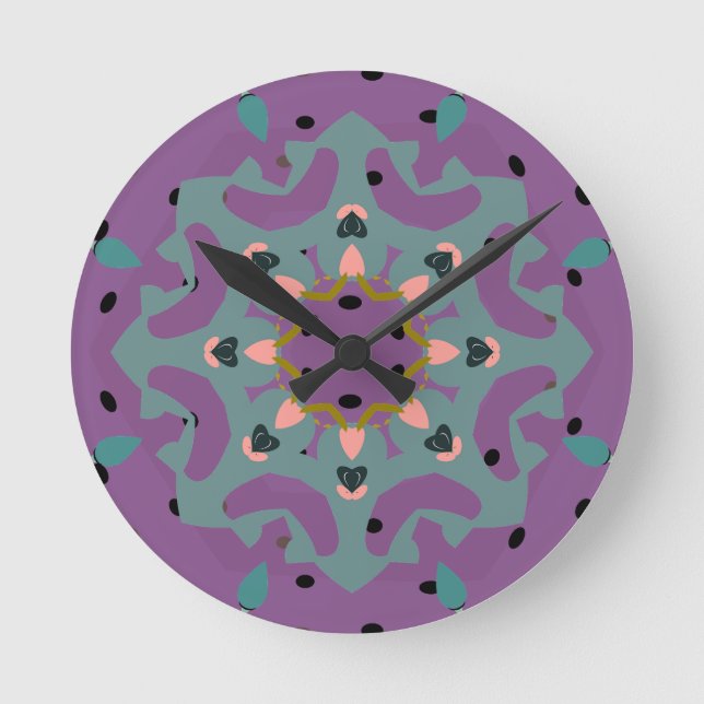 Floral Mandala Runde Wanduhr (Vorderseite)
