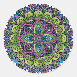 Floral Mandala Runder Aufkleber
