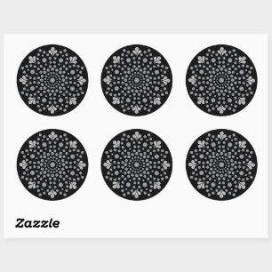 Floral Mandala Template Classic Round Sticker