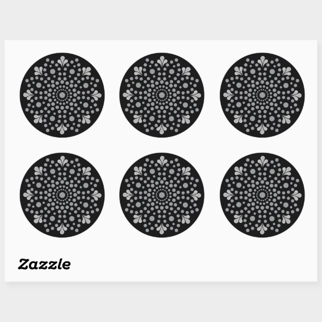 Floral Mandala Template Classic Round Sticker (Blatt)