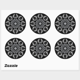 Floral Mandala Template Gray Scale Runder Aufkleber