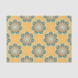 Floral Mandala Tile in Orange & Aquamarin Seidenpapier