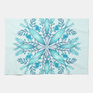 Floral Mandala - Türkis Blue Boho Snowflake Geschirrtuch