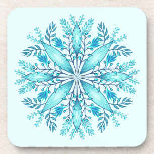 Floral Mandala - Türkis Blue Boho Snowflake Getränkeuntersetzer