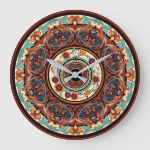Floral Mandala Wall Clock Große Wanduhr