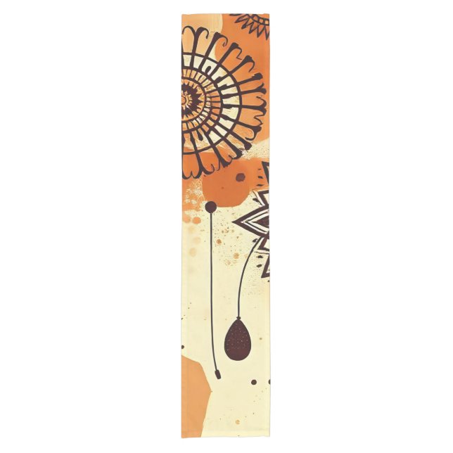 Floral Mandala Warm Rustic Boho Tones Kurzer Tischläufer (Vorderseite)