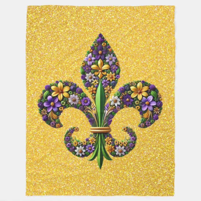 Floral Mardi Gras Lilie Fleecedecke (Vorderseite)