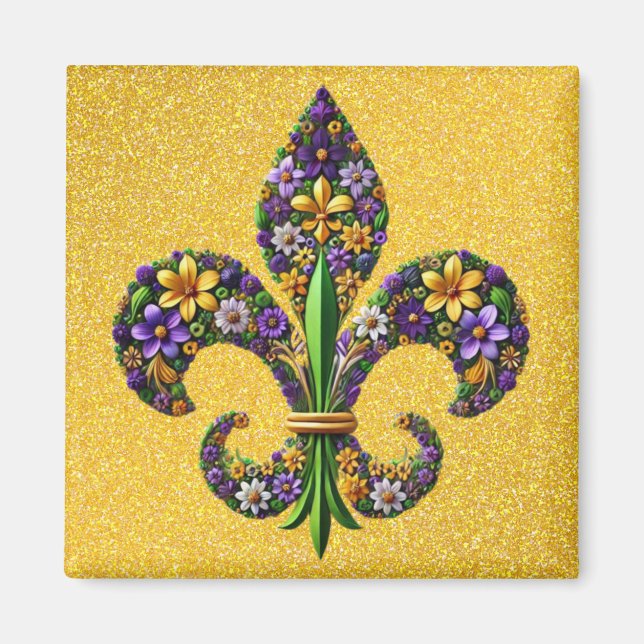 Floral Mardi Gras Lilie Magnet (Vorne)