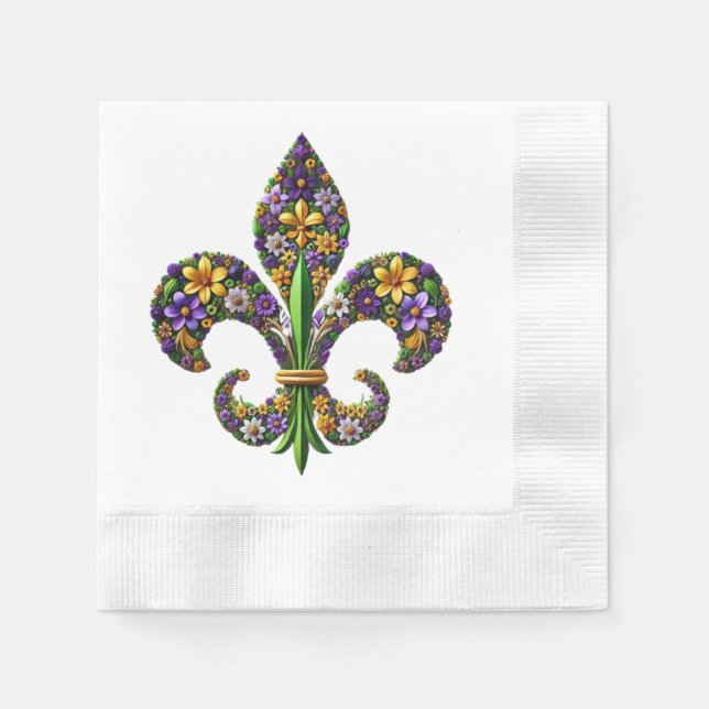 Floral Mardi Gras Lilie Serviette (Vorderseite)