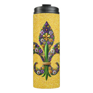 Floral Mardi Gras Lilie Thermosbecher