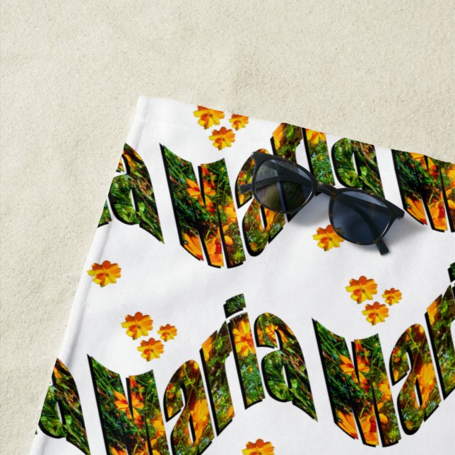Floral Maria Name, Strandtuch (Beispiel)