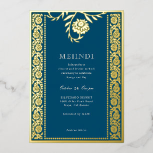Floral Marigold Gold Mehndi Einladung