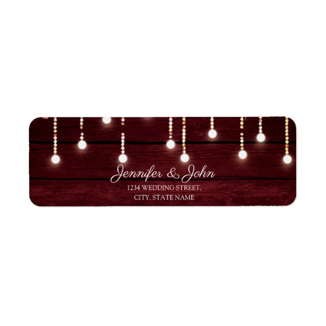 Floral Maroon Wooden Rustikale Hochzeitsfeier Rück (Vorne)