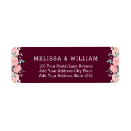 Floral Marsala Bride Groom Wedding Rücksendeadress