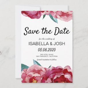 Floral Marsala Burgundy Peony Save the Date