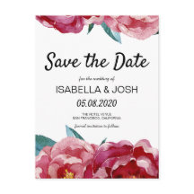 Floral Marsala Burgundy Peony Save the Date