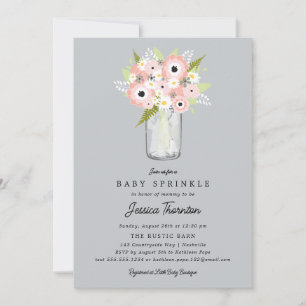 Floral Mason Jar Baby Shower Einladung