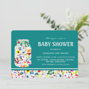 Floral Mason Jar Baby Shower Einladung