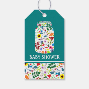 Floral Mason Jar Baby Shower Geschenkanhänger