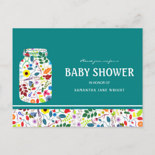 Floral Mason Jar Babydusche Einladung