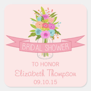 Floral Mason Jar Brautparty Stickers
