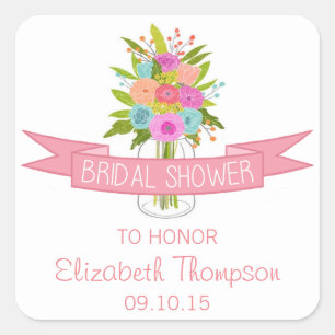 Floral Mason Jar Brautparty Stickers