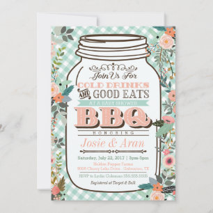 Floral Mason Jar GRILLEN Baby Shower Einladung