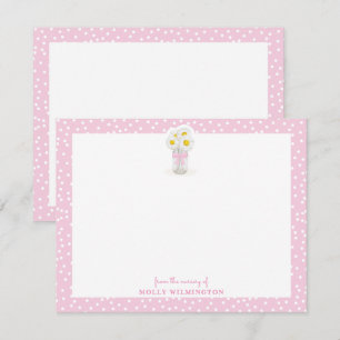 Floral Mason Jar Pink Bow Girl Baby Stationery Dankeskarte