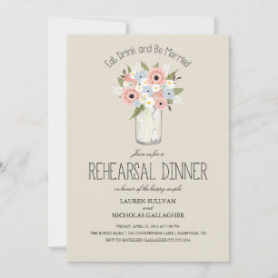 Floral Mason Jar Probe Abendessen Einladung