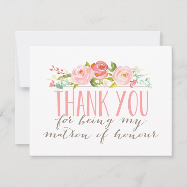 Floral Matron of Ehre Vielen Dank Dankeskarte (Vorderseite)