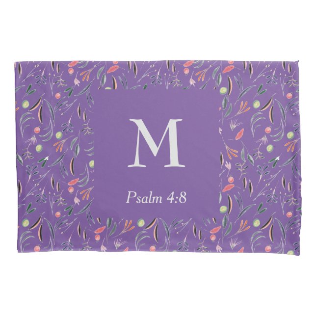 FLORAL Mauve Lilac | MONOGRAMM | CHRISTLICH Kissenbezug (Vorderseite)
