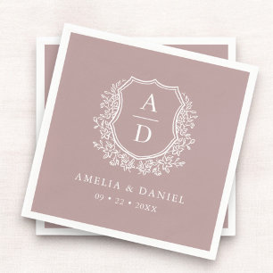 Floral Mauve Wappen Wedding Monogram Serviette