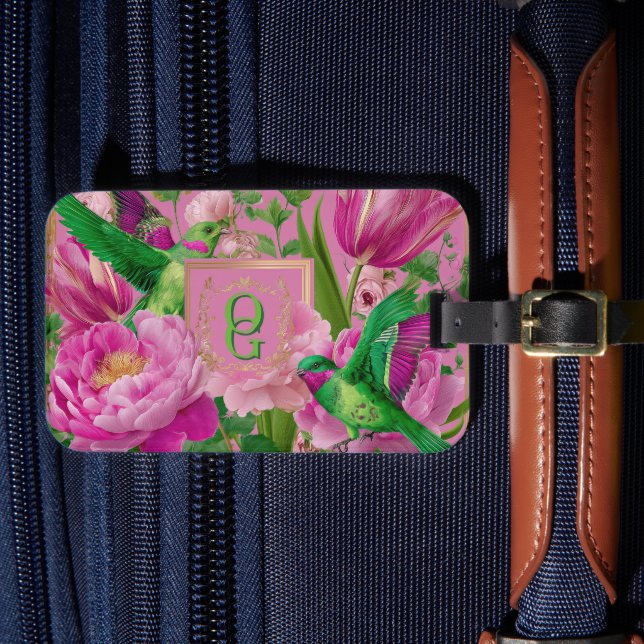 Floral maximalistische Paradiesvögel  Gepäckanhänger (Vorderseite Insitu 4)