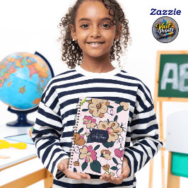 Floral Meadow Cream Pink Botanical Custom Name Notizblock