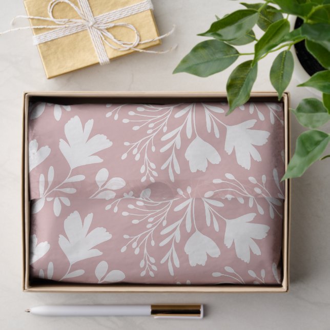 Floral Meadow Dreams Botanical Silhouettes blush Seidenpapier (Geschenk)