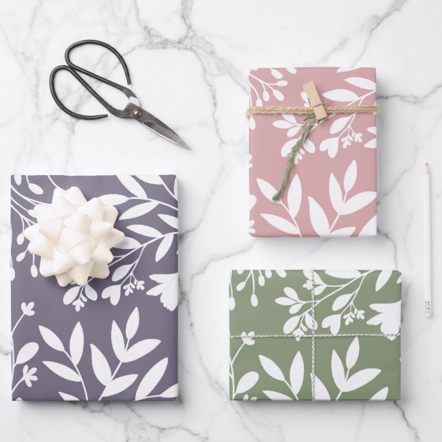 Floral Meadow Dreams Botanical Silhouettes Geschenkpapier Set (Vorderseite)