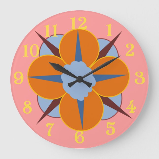 Floral Medallion Große Wanduhr (Vorderseite)
